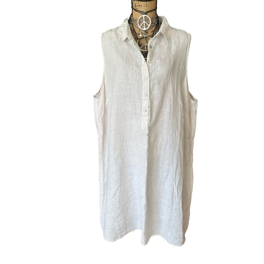 NEW - Tahari Sleeveless Cream Tunic 100% Linen - PLUS SIZE 2X - Picture 2 of 11